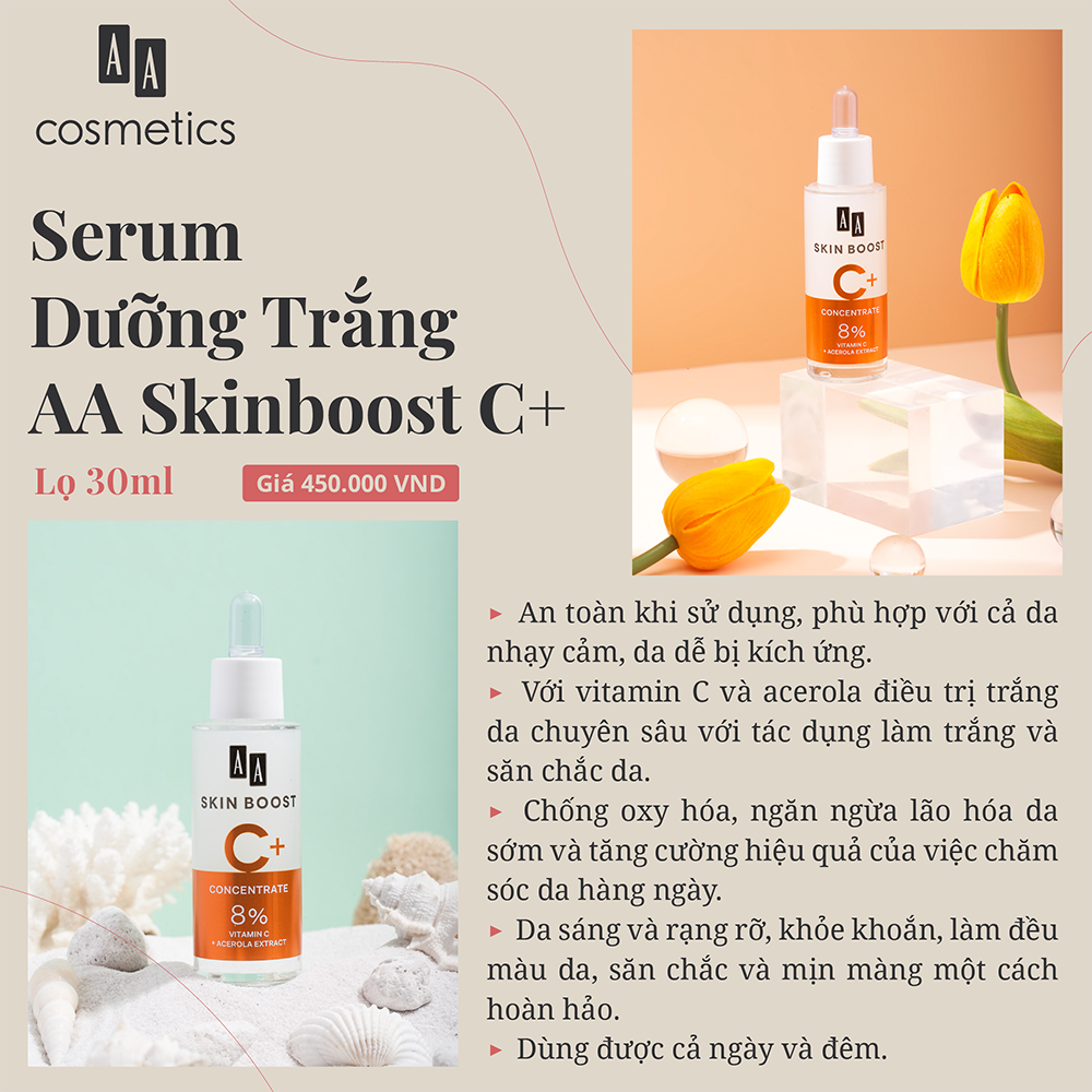Serum Dưỡng Trắng Skin Boost C+ Của AA Cosmetics Châu Âu