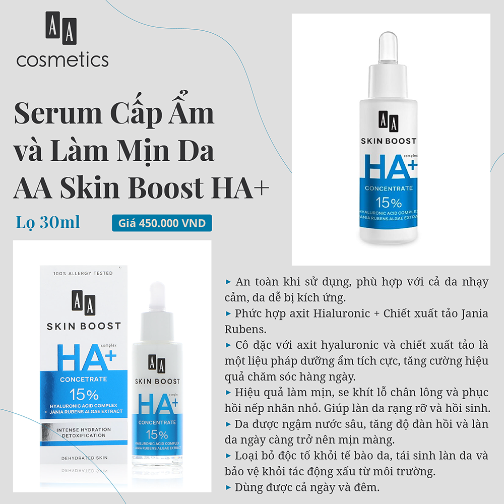 Serum AA Skin Boost HA+ Cấp Ẩm Và Làm Mịn Da Xuất Xứ Châu Âu