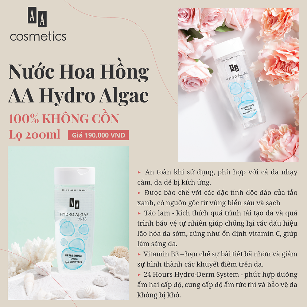 Nước Hoa Hồng Cấp Ẩm Hydro Algae Xuất Xứ Châu Âu