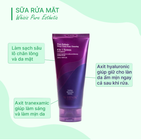 Sữa Rửa Mặt Làm Sạch Sâu Trắng Sáng Da Vitamin E Whisis 120ml