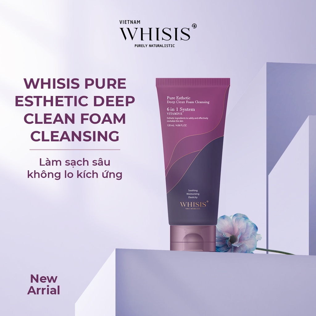 Sữa Rửa Mặt Làm Sạch Sâu Trắng Sáng Da Vitamin E Whisis 120ml