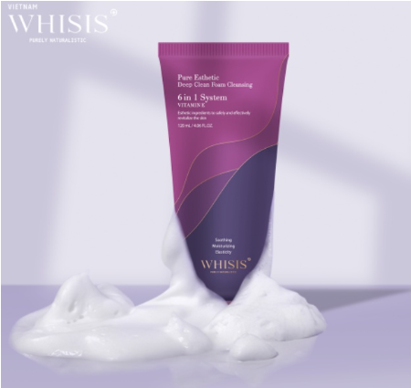 Sữa Rửa Mặt Làm Sạch Sâu Trắng Sáng Da Vitamin E Whisis 120ml