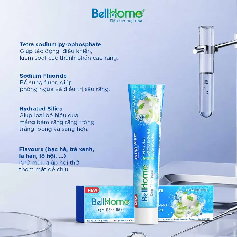 Tuýp Kem Đánh Răng Người Lớn Công Nghệ Sinh Học Bell Home 150G