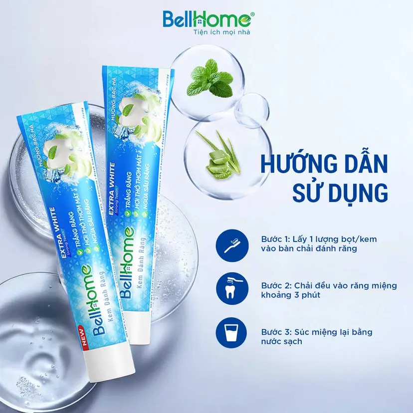 Tuýp Kem Đánh Răng Người Lớn Công Nghệ Sinh Học Bell Home 150G