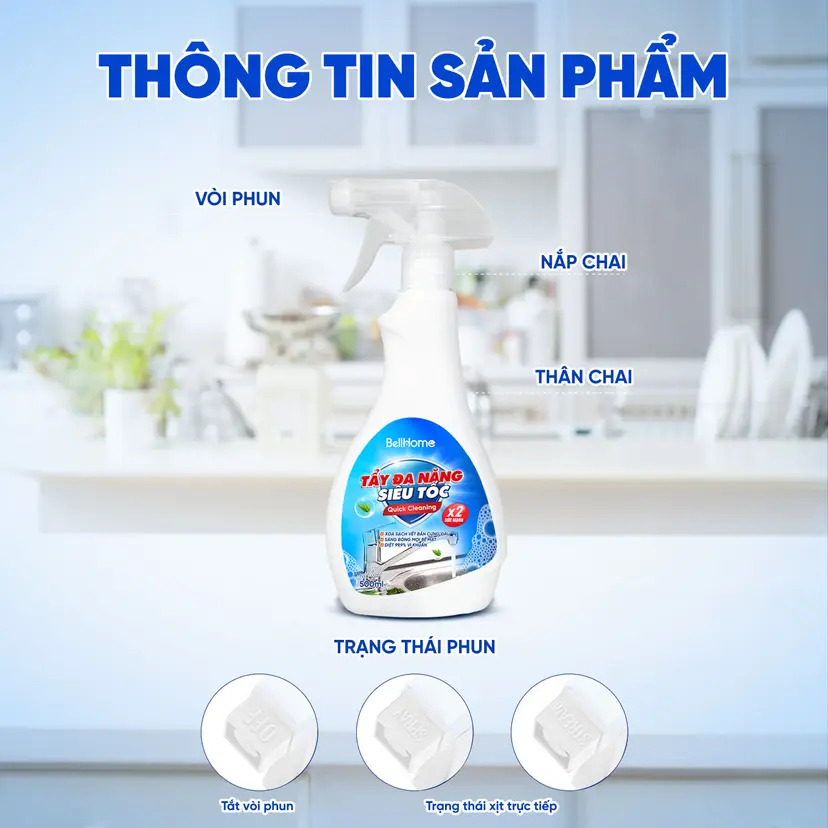 Tẩy Đa Năng Siêu Tốc Bell Home 500ML